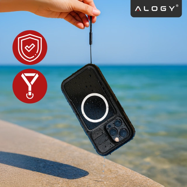 Etui Wodoodporne Alogy HydroArmor™ IP68 Case z przezroczystym tyłem Pancerna obudowa 360 do MagSafe do Apple iPhone 16 Pro Max