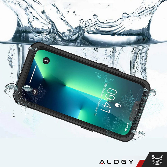 Alogy Etui wodoodporne do Apple iPhone 13 360 Pancerne Armor IP68 ze smyczką Czarne