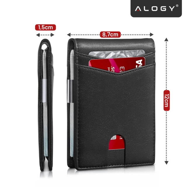 Portfel RFID Etui ochronne blokujące sygnał na karty dokumenty Alogy Small męski damski Wallet Czarny