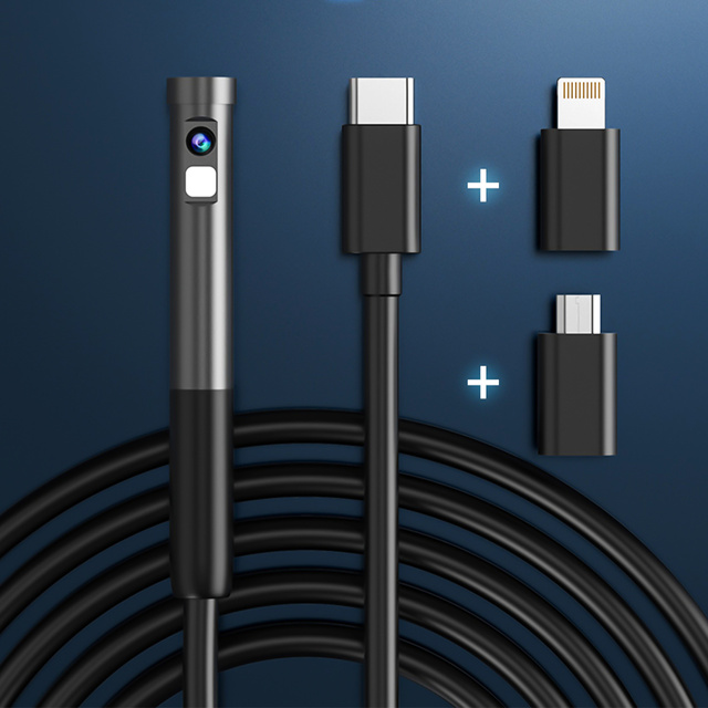 Alogy Duo Cam Endoskop Kamera inspekcyjna endoskopowa 1920 Full HD Lightning do iPhone, USB-C, micro USB 3m 8mm czarna