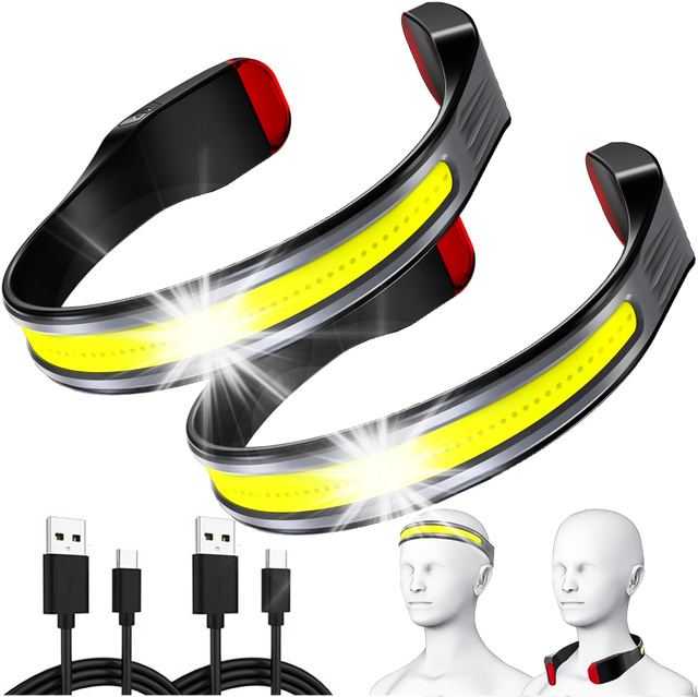 2x Alogy Lampka czołowa Czołówka latarka na czoło głowę LED COB USB-C Type C 3 Tryby świecenia IPX4