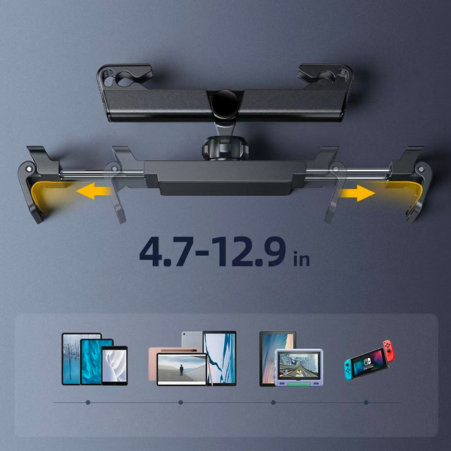 Alogy Uchwyt do samochodu na telefon/ tablet 4.7-12.9" Car Headrest Holder na zagłówek czarny