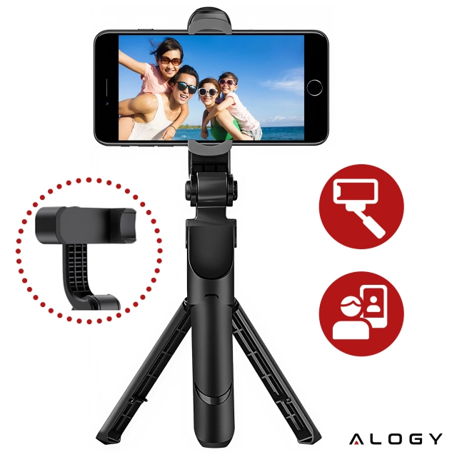 Selfie stick Alogy Tripod Stand Uchwyt ze statywem na telefon z pilotem Bluetooth Czarny