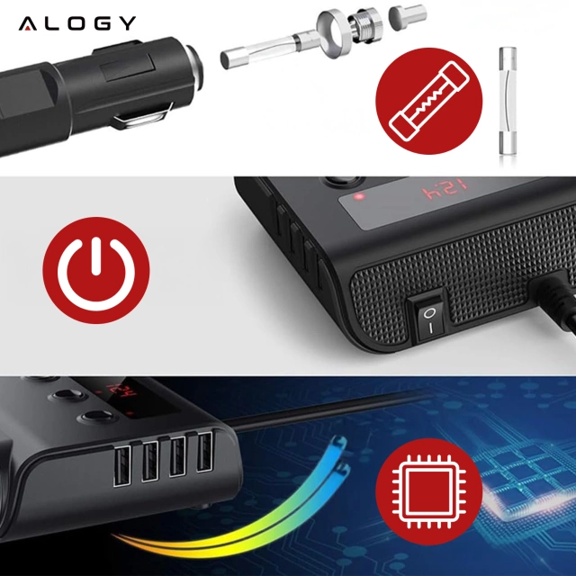 Alogy Rozdzielacz samochodowy adapter do zapalniczki 12V-24V 