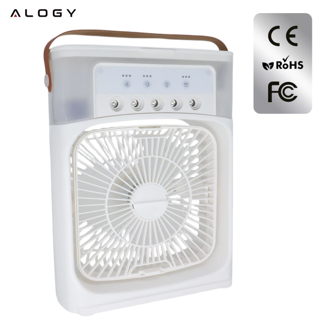 Wentylator Alogy DeskBreeze™ wiatrak biurkowy 3w1 stojący mały cyrkulator z nawilżaczem powietrza timerem i podświetleniem LED 4800mAh USB-C