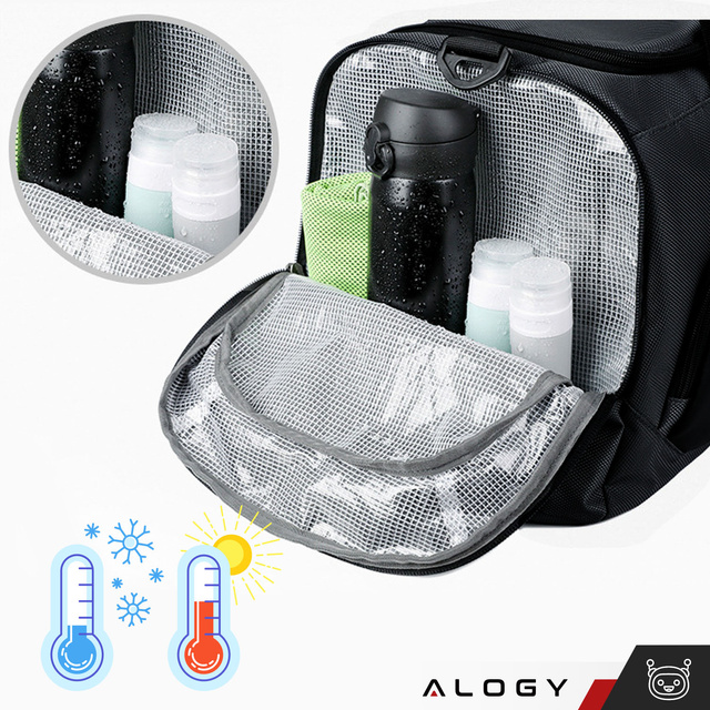 Alogy Torba sportowa treningowa na ramię męska damska na siłownie podróżna materiałowa termiczna pojemna 40l Czarna