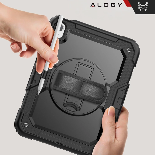 Etui ochronne Alogy Pirate Armor stojak pasek case obudowa do Apple iPad (10 Gen.) 2022 10.9" /  iPad 11 A16 (11. Gen.) 2025 Czarne