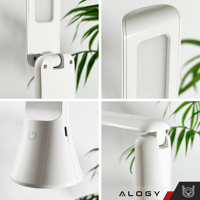 Alogy Lampka LED nocna biurkowa 2w1 Lampa i Latarka 3 tryby Bezprzewodowa Regulacja światła Biała