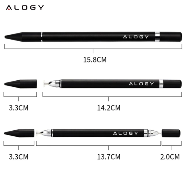 Alogy Rysik dotykowy 2w1 do ekranu telefonu tabletu z długopisem pojemnościowy Czarny