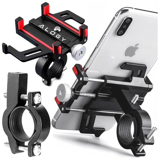 Alogy Uchwyt rowerowy Bike Phone Holder do telefonu 55-95mm na kierownicę na rower hulajnogę motor Czarny