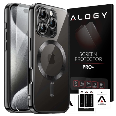 Etui MagSafe Case do Apple iPhone 16 Pro Max Alogy Glamour Luxury Ring obudowa czarno-przezroczyste