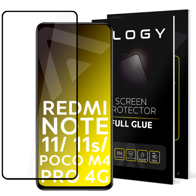 Alogy Szkło na ekran Full Glue case friendly do Xiaomi Redmi Note 11 / 11s/ Poco M4 Pro 4G Czarne