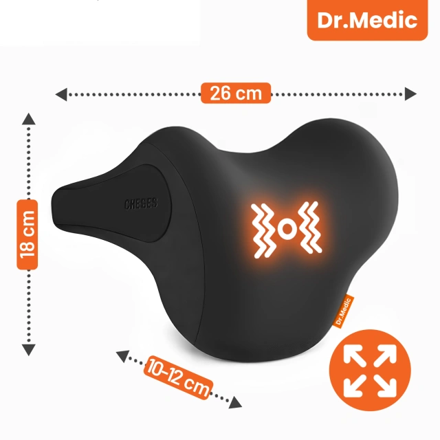 Poduszka samochodowa masująca na zagłówek – ergonomiczne wsparcie głowy, karku i szyi, elektryczny masażer z wibracjami dla kierowcy i pasażera – Dr.Medic RelaxDrive™