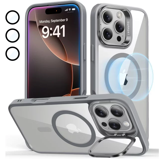 Apple Etui hybrydowe ochronne do iPhone 16 Pro Alogy KickStand Hybrid Case z podpórką do MagSafe Szare