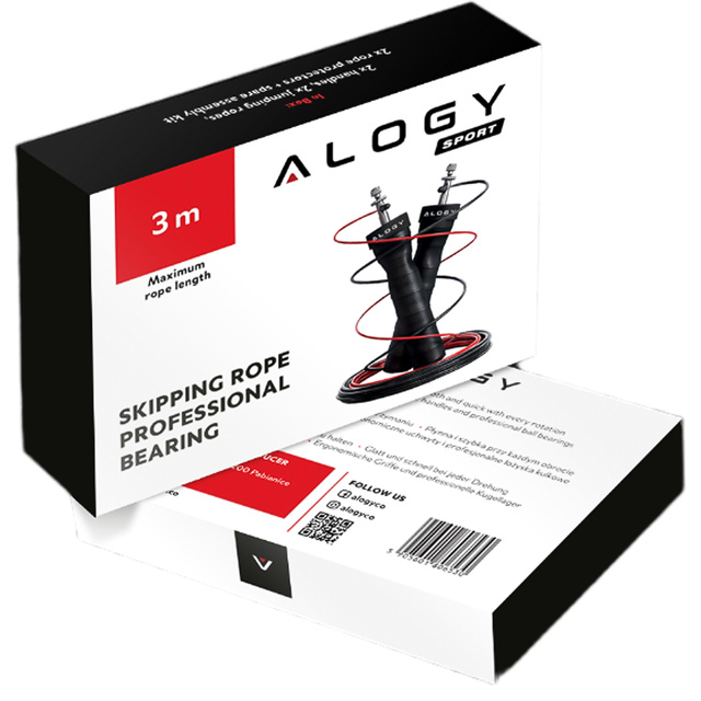 Alogy Sport Skakanka bokserska regulowana Crossfit Fitness z wymiennymi linkami łożyska wygodna szybka Czarna
