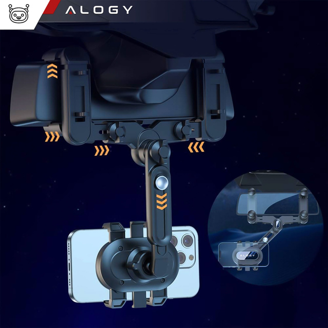 Alogy Uchwyt samochodowy Mirror Car Holder do telefonu na lusterko wsteczne Czarny
