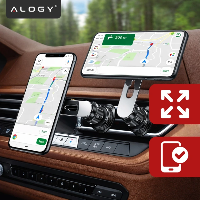 Alogy Uchwyt do samochodu samochodowy MagSafe Airvent car holder do telefonu do MagSafe na kratkę Czarny
