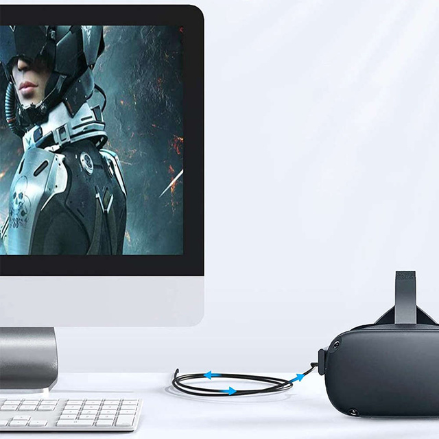 Alogy Kabel do okularów VR przewód USB do USB Type-C 5m do Oculus Link Quest 1 2 Czarny