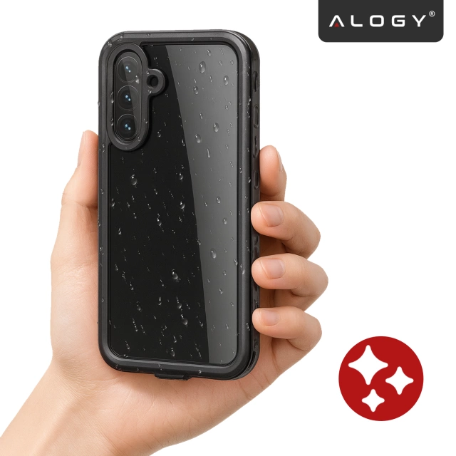 Etui Wodoodporne do Samsung Galaxy A56 5G 2025, Pancerna Obudowa 360° z Przezroczystym Tyłem, Alogy HydroArmor™ IP68 Case – Czarne