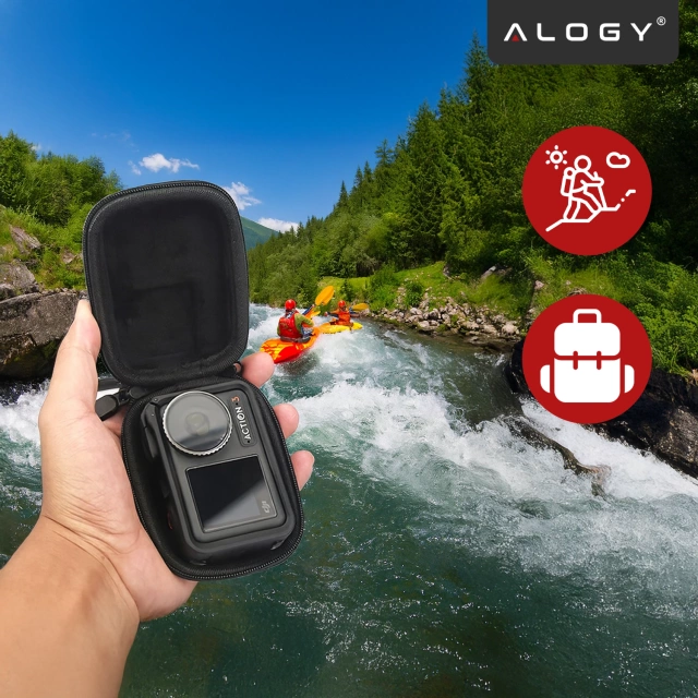 Pokrowiec do DJI Action 5/4/3 i GoPro 8/9/10/11/12 Torba Ochronna do kamerki sportowej, Twarde Etui, Lekka, Alogy HardFoamBag™ – Czarna