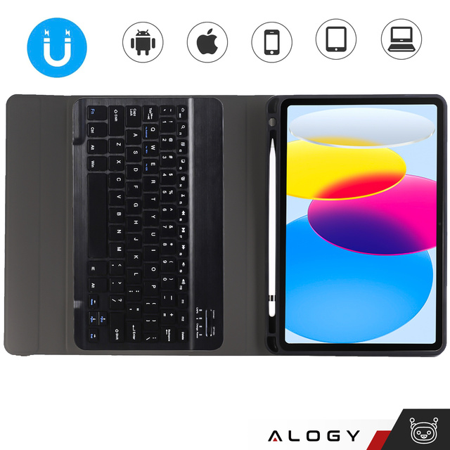Alogy Etui z klawiatura bezprzewodowa Keyboard Case z miejscem na rysik do Apple iPad 10.9 2022 Czarne