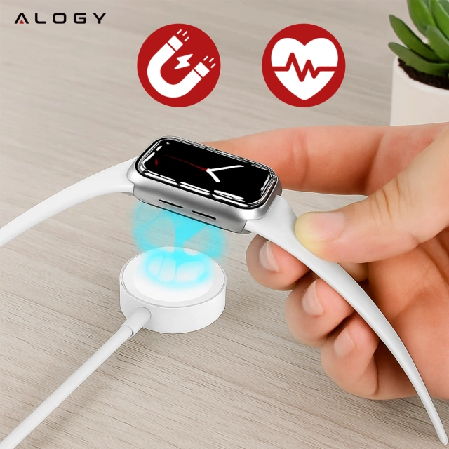 Alogy Ładowarka indukcyjna QI Charger do Apple Watch USB-C 100cm Biała