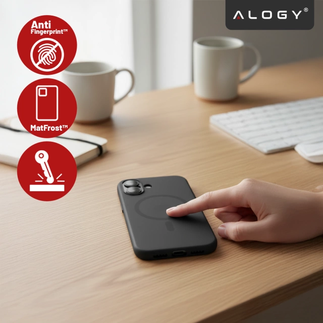 Etui do Apple iPhone 17 – matowa obudowa do MagSafe z ochroną obiektywu, smukłe i odporne na zarysowania, idealne dopasowanie – Alogy Skinny MatteCase™ Czarne