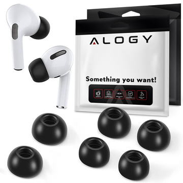 Alogy 6x Nakładki silikonowe zapamiętujące S M L do Apple AirPods Pro czarne