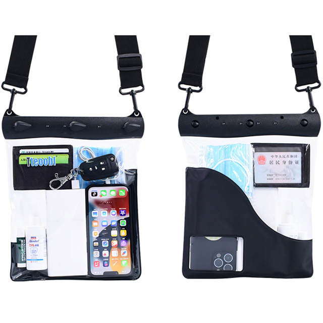 Alogy Etui wodoodporne duże Waterproof Case torba z paskiem na ramię uniwersalna na telefon tablet dokumenty 23x25 cm Czarne