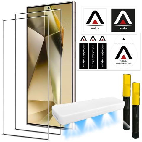 Alogy Glass z lampą UV Glue 2x Szkło hartowane do Samsung Galaxy S24 Ultra na ekran [2szt]