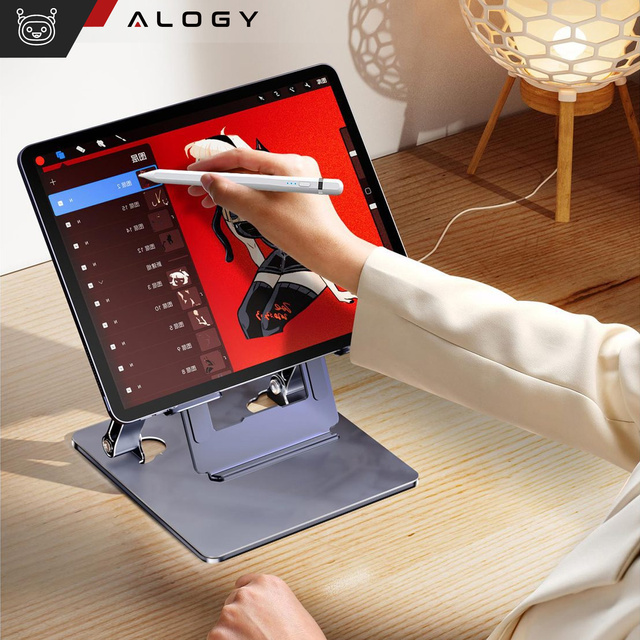 Alogy Uchwyt na laptop 17" Macbook tablet telefon stojak 2w1 podstawka składany regulowany aluminiowy na biurko Grafitowy