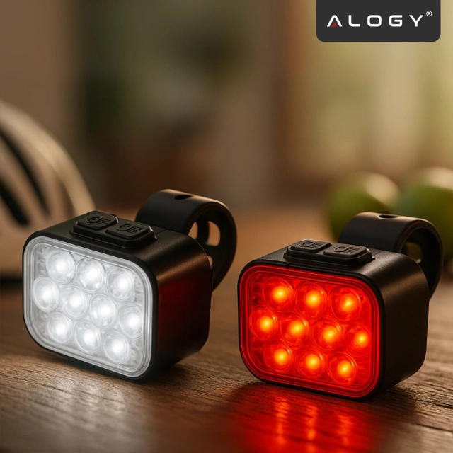 Lampka rowerowa LED Alogy DuoRide™ Lights Latarka na rower wodoodporne światło światełko na przód i tył przednia tylna 2 sztuki 10 LED