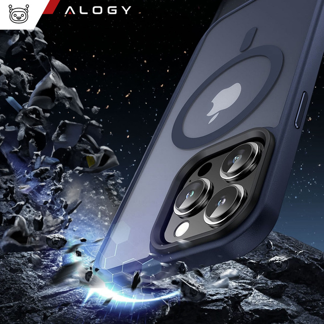 Alogy Etui ochronne do iPhone 15 Pro Ring Case obudowa na telefon do MagSafe Granatowe