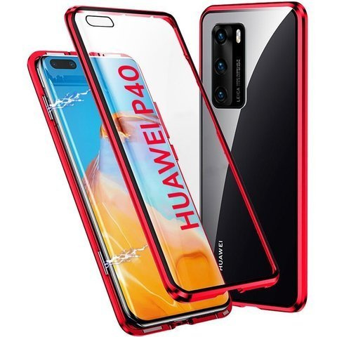 Etui na telefon magnetyczne Dr.Fit szklane do Huawei P40 Czerwone
