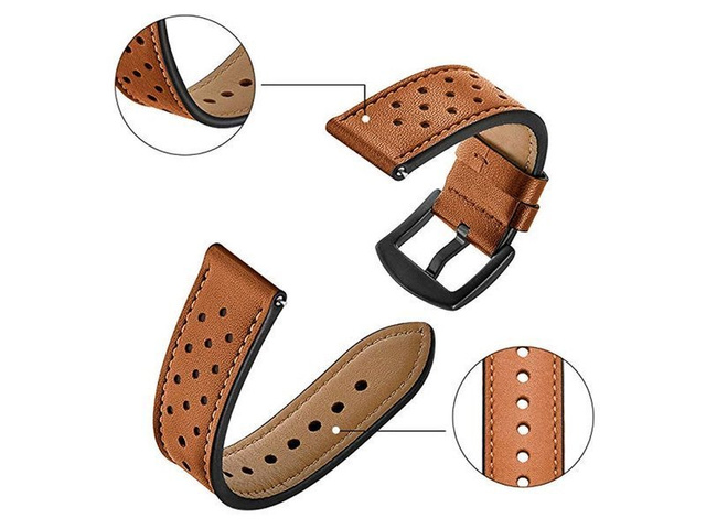 Alogy Pasek skórzany leather band do Samsung Watch Active 2 (20mm) Brązowy