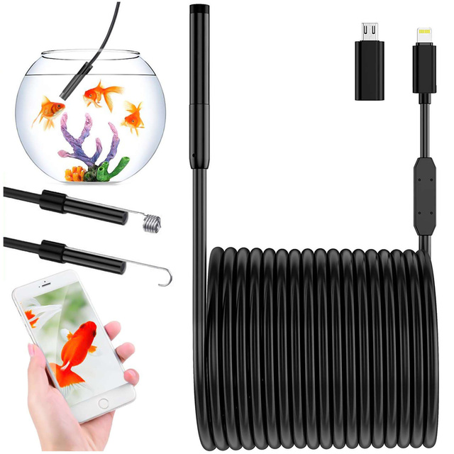 Alogy Duo Cam Endoskop Kamera inspekcyjna endoskopowa 1920 Full HD Lightning do iPhone, USB-C, micro USB 3m 8mm czarna
