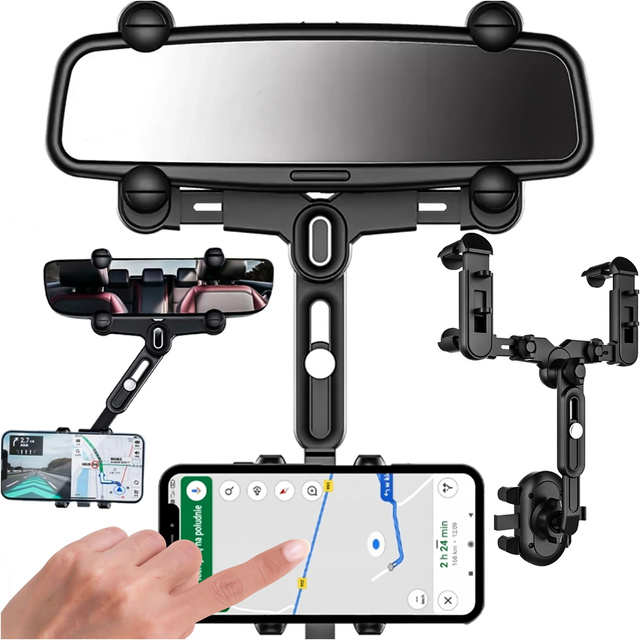 Alogy Uchwyt samochodowy Mirror Car Holder do telefonu na lusterko wsteczne Czarny