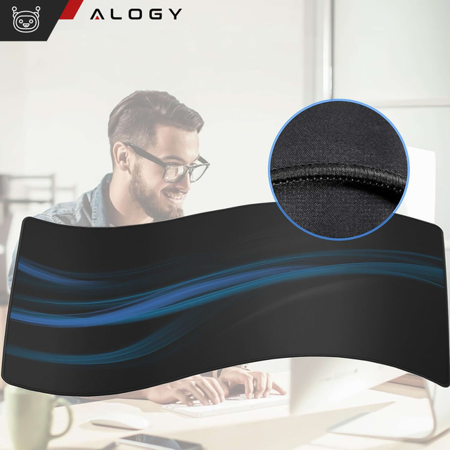 Alogy Podkładka na biurko pod myszkę mysz klawiaturę Mata ochronna antypoślizgowa XL 80x40 cm Czarna