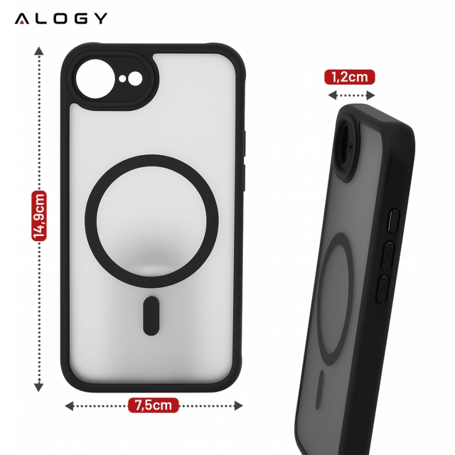 Etui do Apple iPhone 16e obudowa ochronna na telefon Alogy Matte HybridMag™️ Case do MagSafe Matowe Czarne