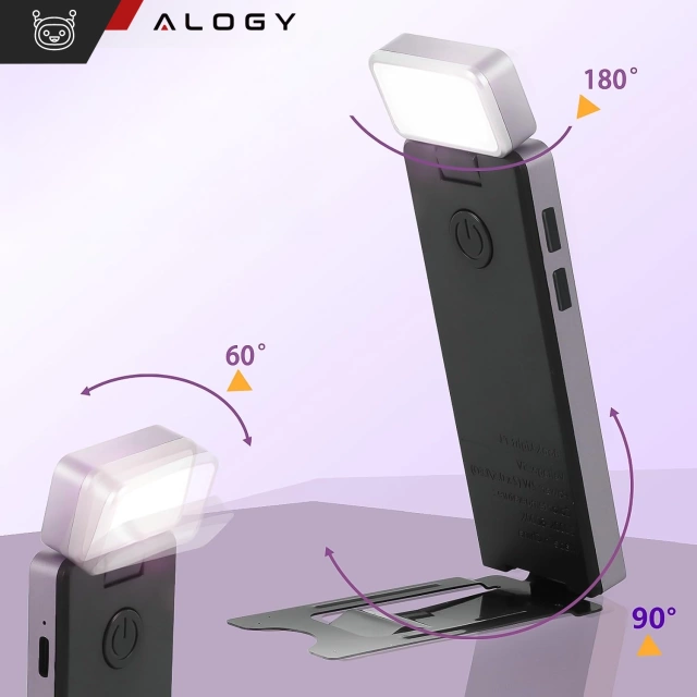 Lampka LED do czytania Alogy Clip Lamp Lampa z klipsem do książki na książkę 15 trybów akumulator Szara