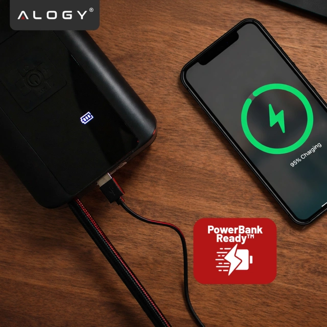 Alogy Pompka rowerowa kompresor powietrza bezprzewodowy przenośny z latarką 