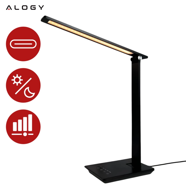 Lampka biurkowa LED składana Alogy Desk LED Lamp z gniazdem USB z możliwością ładowania Czarna
