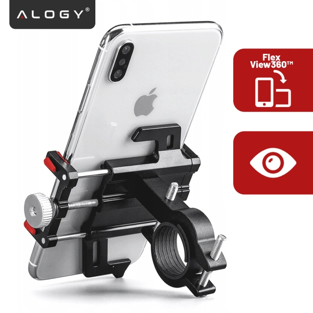 Alogy Uchwyt rowerowy Bike Phone Holder do telefonu 55-95mm na kierownicę na rower hulajnogę motor Czarny