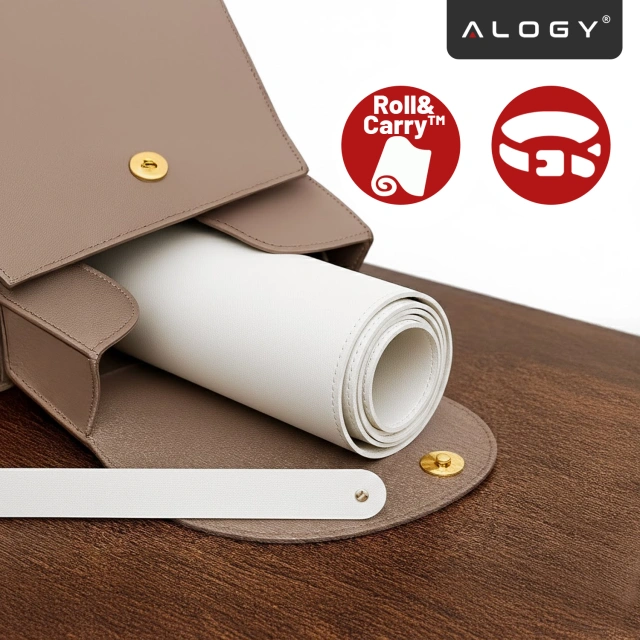 Podkładka na biurko 100×50 cm – antypoślizgowa mata ochronna z eleganckiej ekoskóry PU, pod mysz i klawiaturę, stylowa i trwała – Alogy WorkMat™ Biała