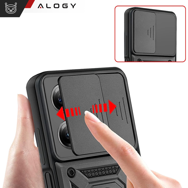Alogy Camshield Stand Ring Etui ochronne z osłonką na aparat do Xiaomi Poco X5 Pro 5G / Redmi Note 12 Pro 5G Czarne
