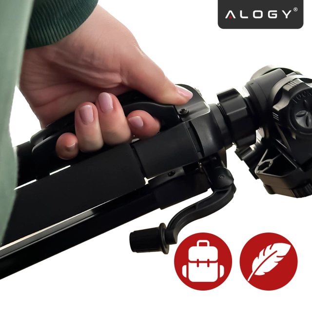Alogy Statyw Fotograficzny Tripod Uniwersalny stojak do Kamer 1/4 uchwyt na telefon aparat 170cm Czarny