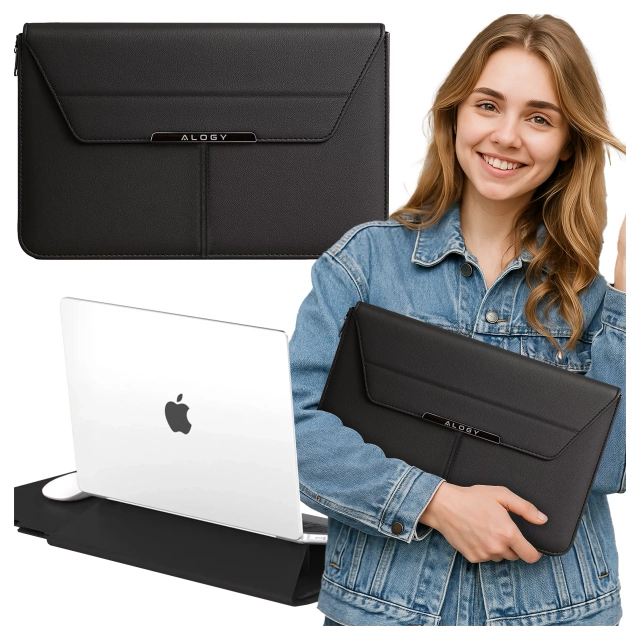 Torba na laptopa Alogy FlexCase Pro wielofunkcyjna rozkładana z podstawką i podkładką na myszkę do Macbooka 13/  14" Czarna