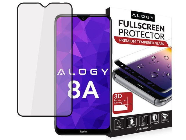 Szkło na telefon Alogy Full Glue case friendly do Redmi 8A Czarne 