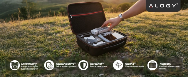 Alogy Hard Case Pokrowiec sztywny kuferek walizka etui do drona DJI Mini 4 Pro / DJI Mini 3 Pro / Mini 3 twarde z paskiem Czarny