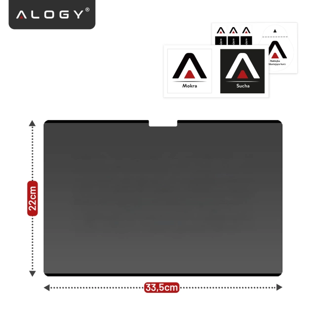 Magnetyczna folia prywatyzująca do Macbook Air 15" 2023-2025 – ochrona prywatności, łatwy montaż, pokrowiec do przechowywania, redukcja odblasków – Alogy SecureView™
